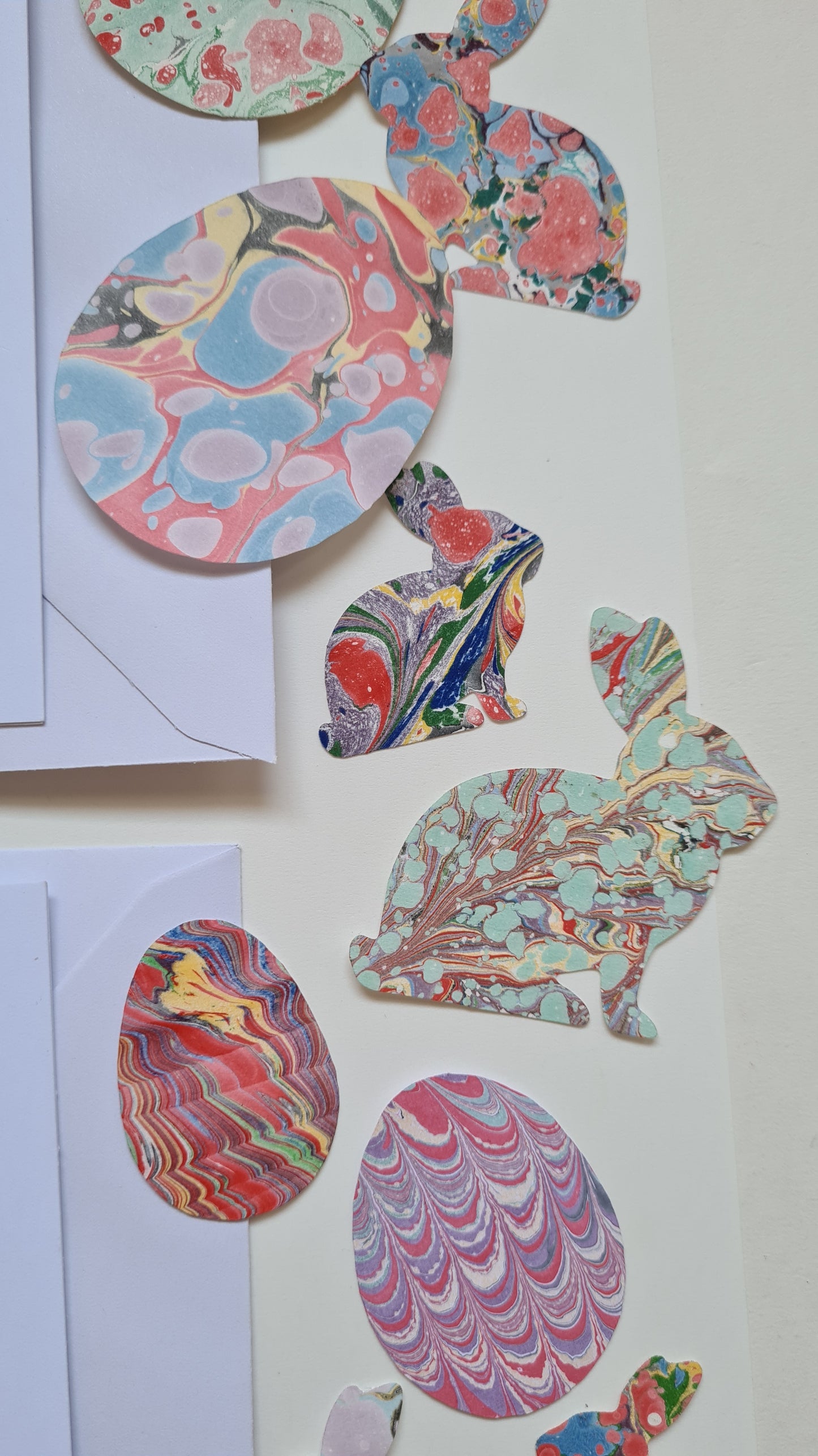 Easter Paper Crafts, Card Making Set, Kids Easter Decoration, Multicoloured Marbled Eggs & Bunnies